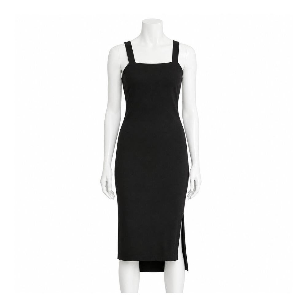 The Drop Amelia Ribbed Square Neck Midi Dress Black Minimalist Capsule M Classic